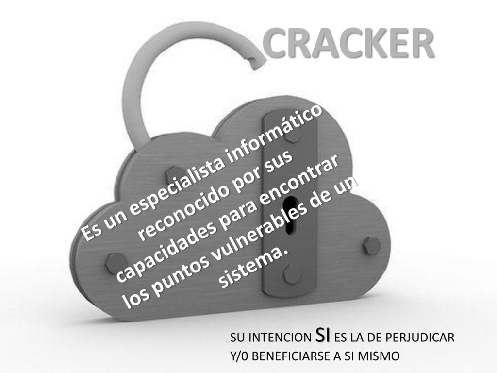 CRACKER Es un especialista informático reconocido por sus capacidades para encontrar los puntos vulnerables de un sistema.