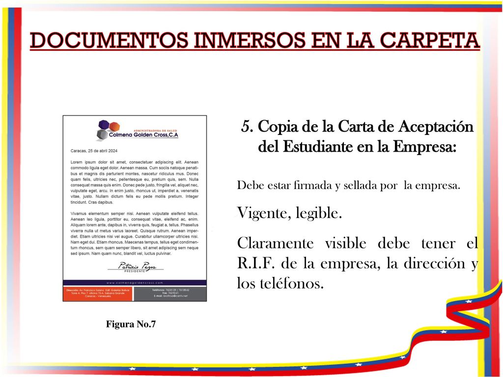 5. Copia de la Carta de Aceptación del Estudiante en la Empresa: