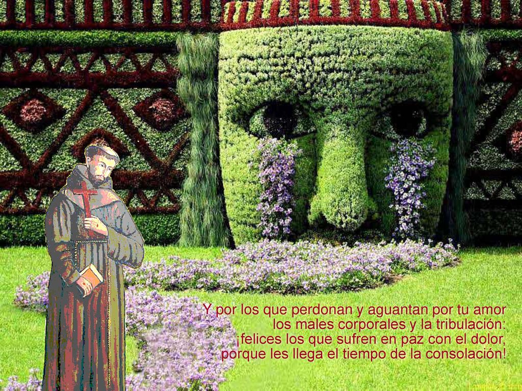 Y por los que perdonan y aguantan por tu amor los males corporales y la tribulación: ¡felices los que sufren en paz con el dolor, porque les llega el tiempo de la consolación!
