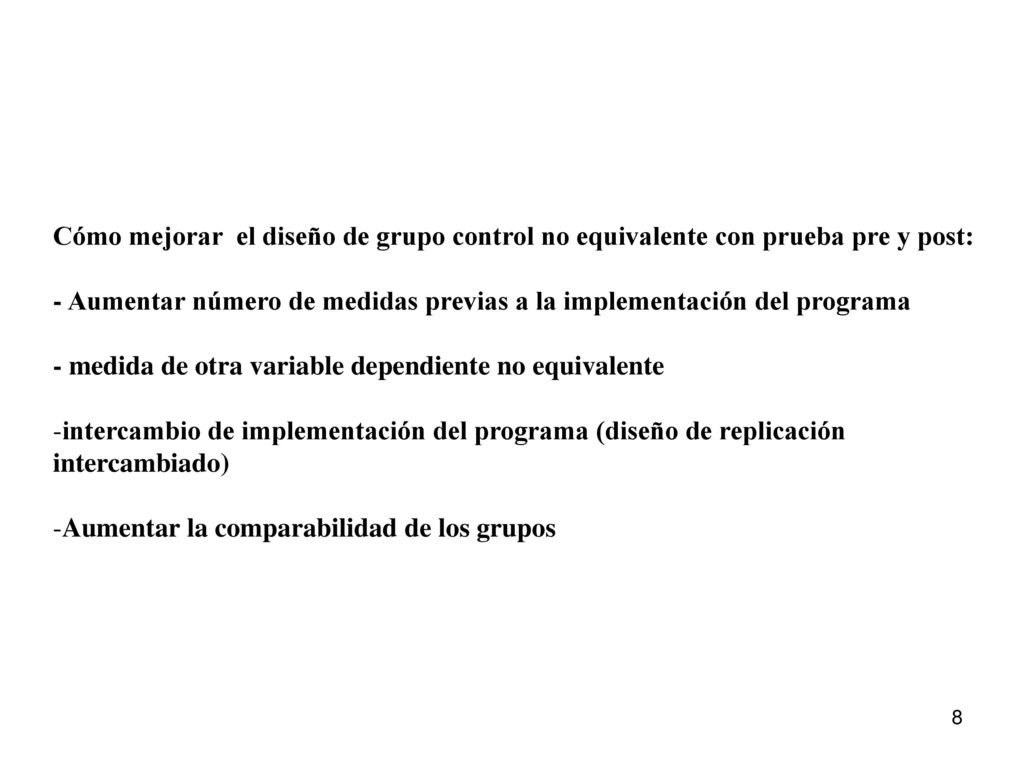 Cómo mejorar el diseño de grupo control no equivalente con prueba pre y post: