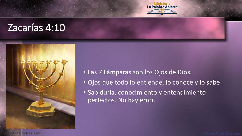 Zacarías 4:10 Las 7 Lámparas son los Ojos de Dios.