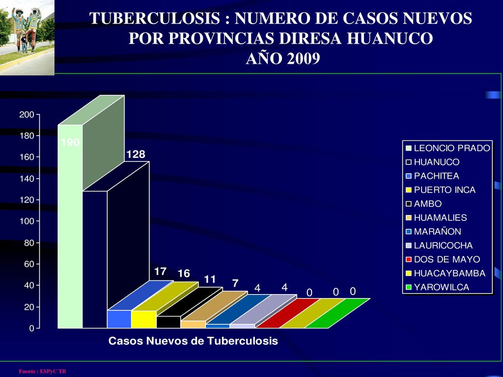 TUBERCULOSIS : NUMERO DE CASOS NUEVOS POR PROVINCIAS DIRESA HUANUCO AÑO 2009