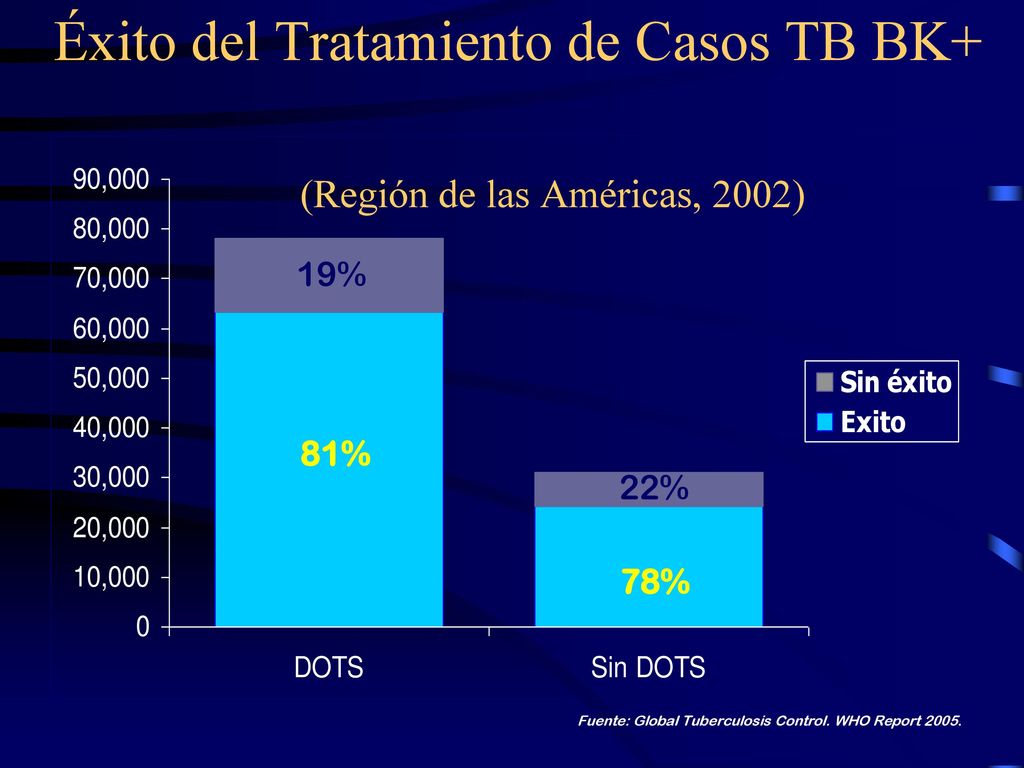 Éxito del Tratamiento de Casos TB BK+ (Región de las Américas, 2002)