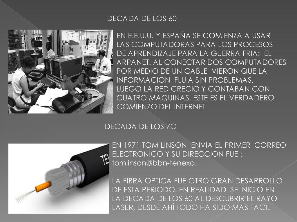 DECADA DE LOS 60 EN E.E.U.U. Y ESPAÑA SE COMIENZA A USAR. LAS COMPUTADORAS PARA LOS PROCESOS. DE APRENDIZAJE PARA LA GUERRA FRIA: EL.