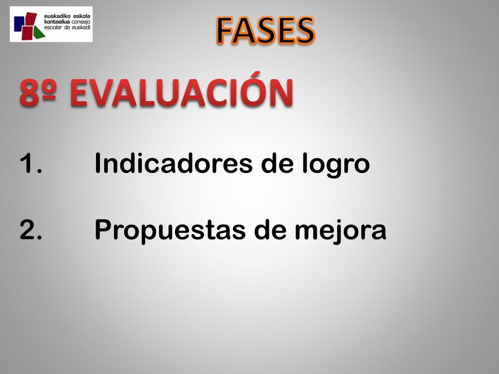 8º EVALUACIÓN Indicadores de logro Propuestas de mejora