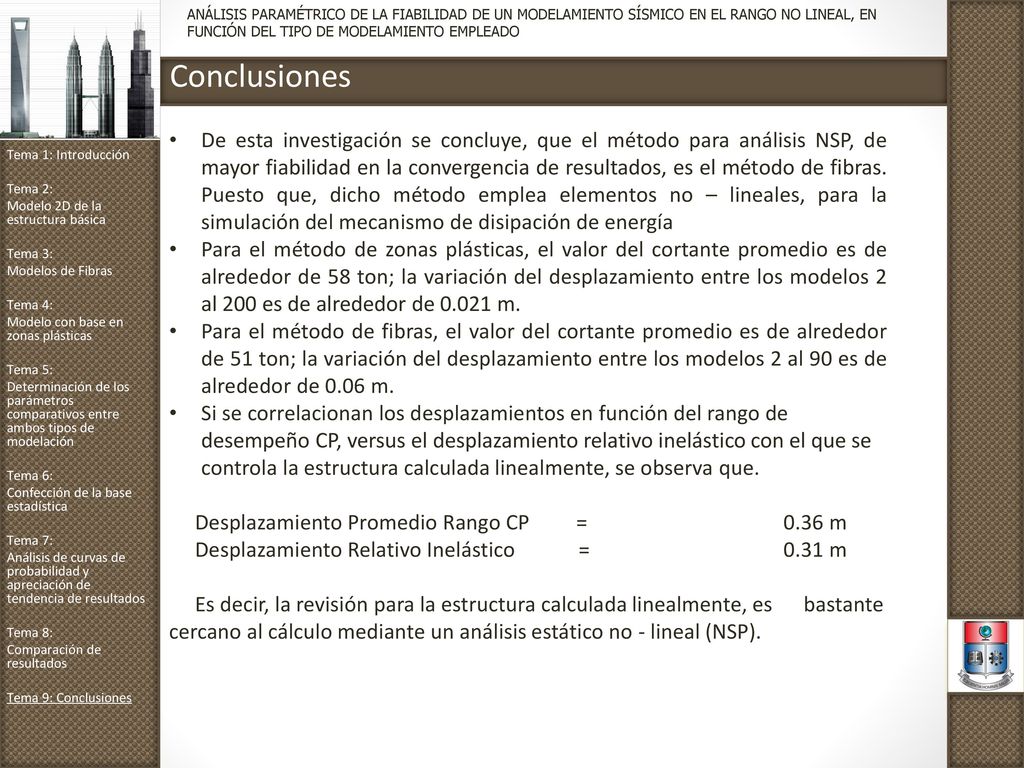 ANÁLISIS PARAMÉTRICO DE LA FIABILIDAD DE UN MODELAMIENTO SÍSMICO EN EL RANGO NO LINEAL, EN FUNCIÓN DEL TIPO DE MODELAMIENTO EMPLEADO
