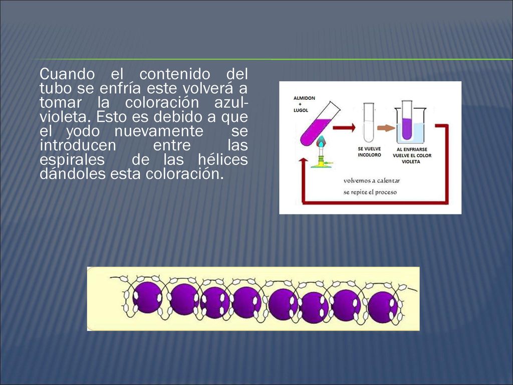Cuando el contenido del tubo se enfría este volverá a tomar la coloración azul-violeta.