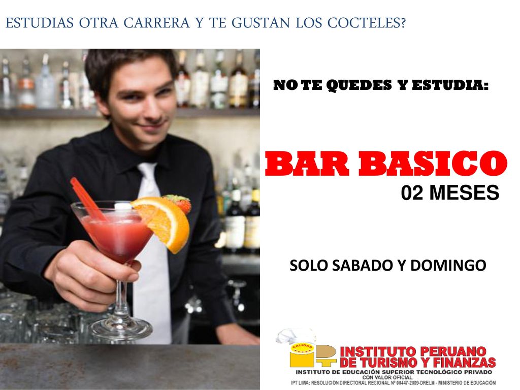 BAR BASICO ESTUDIAS OTRA CARRERA Y TE GUSTAN LOS COCTELES 02 MESES