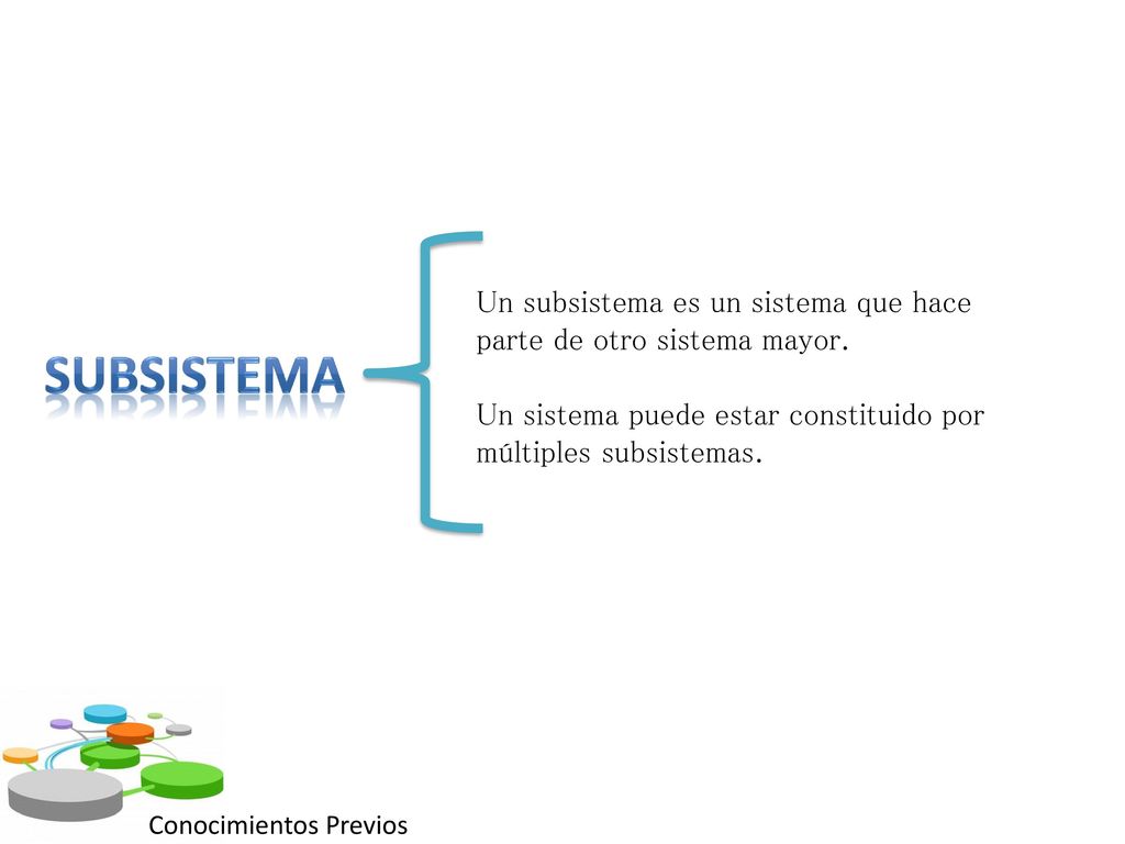 Un subsistema es un sistema que hace parte de otro sistema mayor.