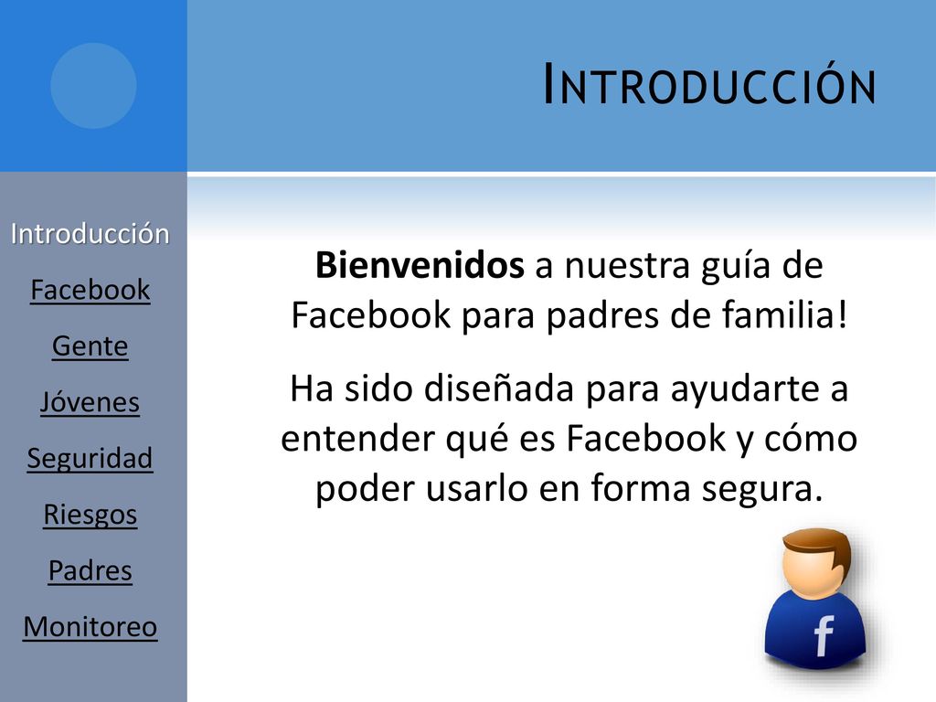 Introducción Introducción. Facebook. Gente. Jóvenes. Seguridad. Riesgos. Padres. Monitoreo.