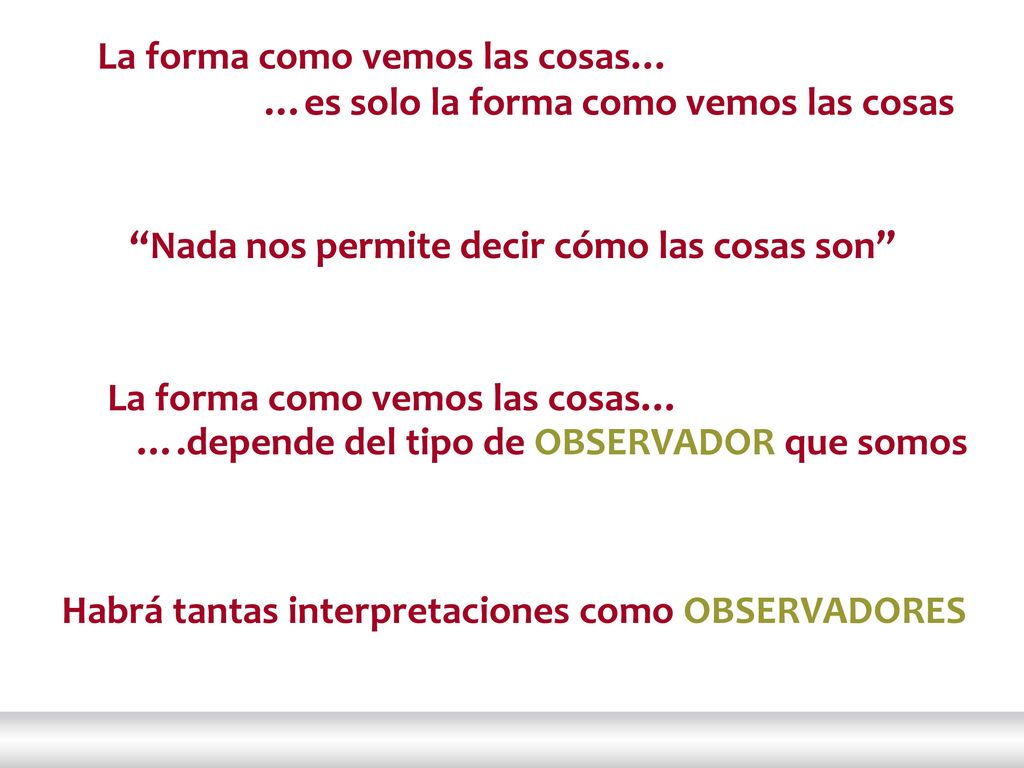 La forma como vemos las cosas… …es solo la forma como vemos las cosas