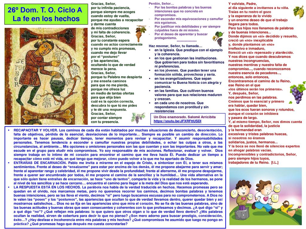 26º Dom. T. O. Ciclo A La fe en los hechos Gracias, Señor,