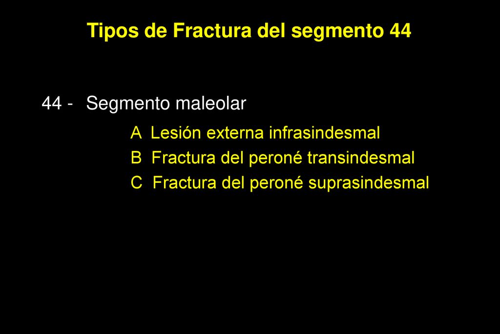 Tipos de Fractura del segmento 44
