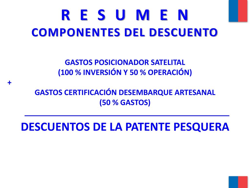 R E S U M E N COMPONENTES DEL DESCUENTO