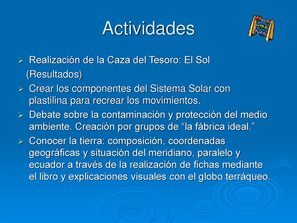Actividades Realización de la Caza del Tesoro: El Sol (Resultados)