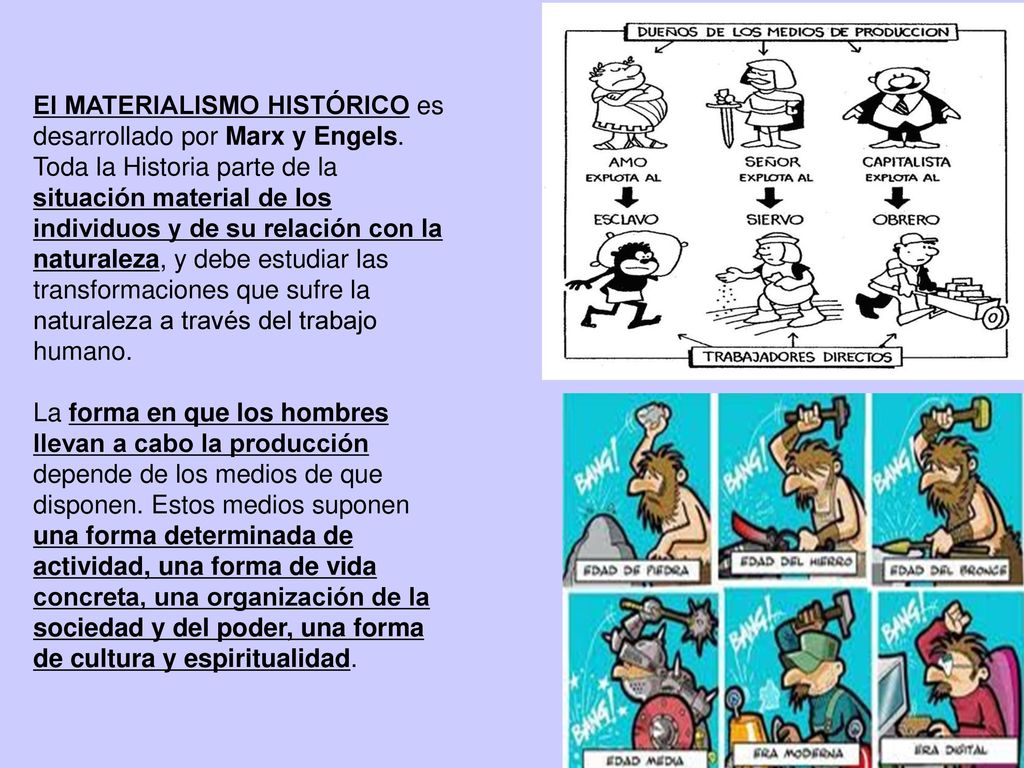 El MATERIALISMO HISTÓRICO es desarrollado por Marx y Engels