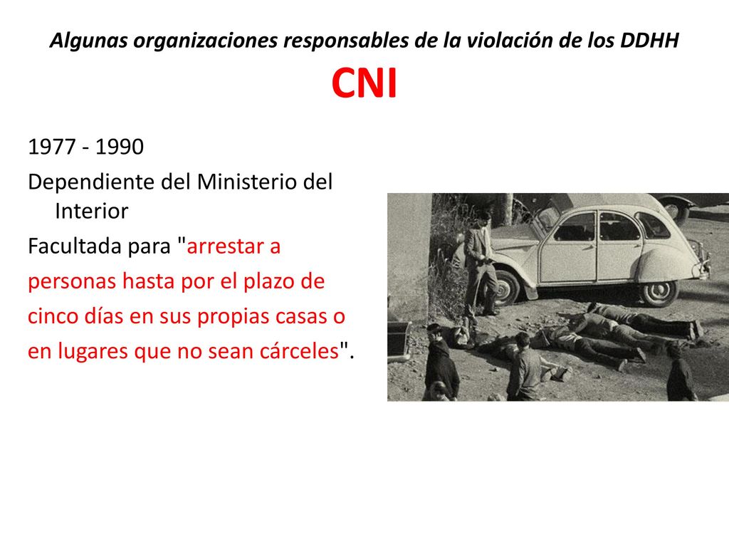Algunas organizaciones responsables de la violación de los DDHH CNI