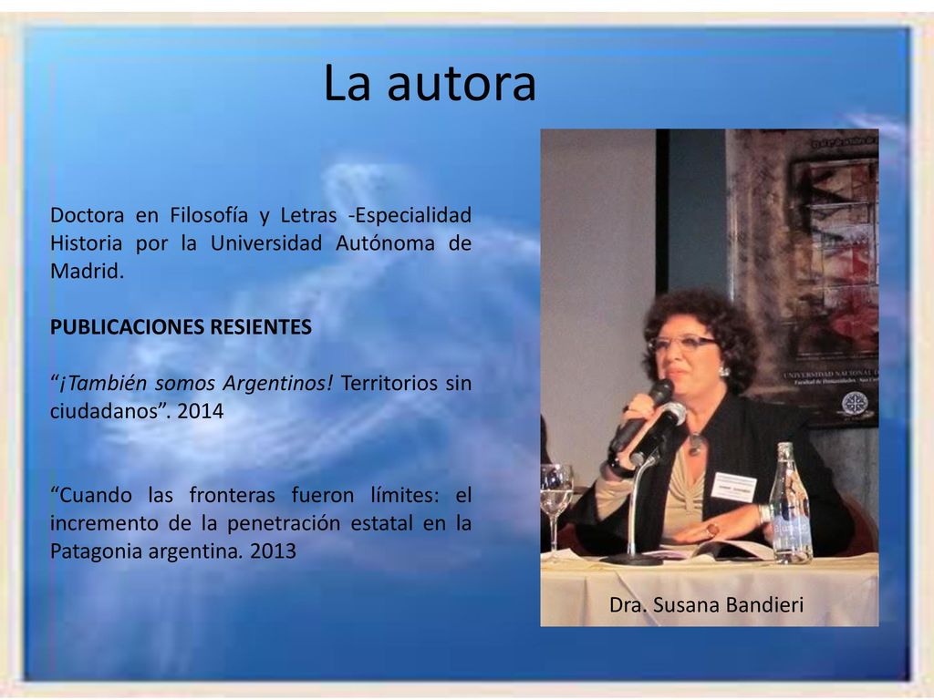 La autora Doctora en Filosofía y Letras -Especialidad Historia por la Universidad Autónoma de Madrid.