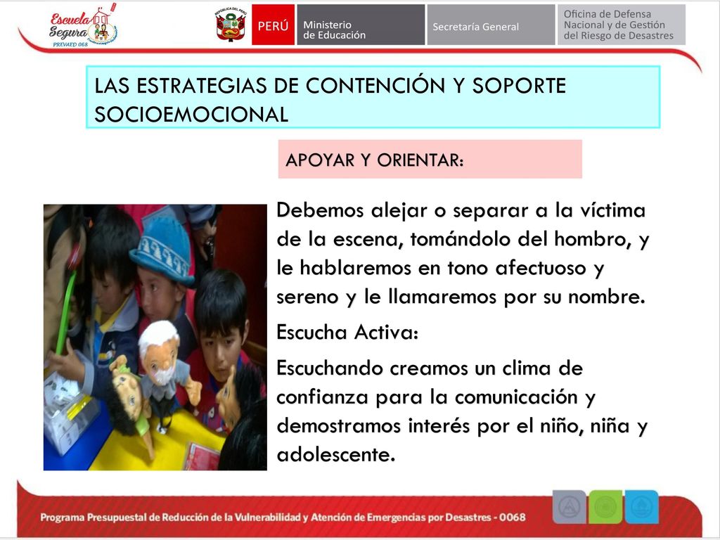 LAS ESTRATEGIAS DE CONTENCIÓN Y SOPORTE SOCIOEMOCIONAL