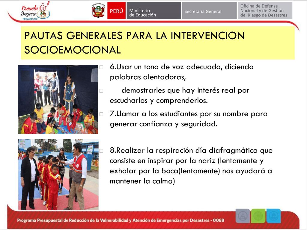 PAUTAS GENERALES PARA LA INTERVENCION SOCIOEMOCIONAL