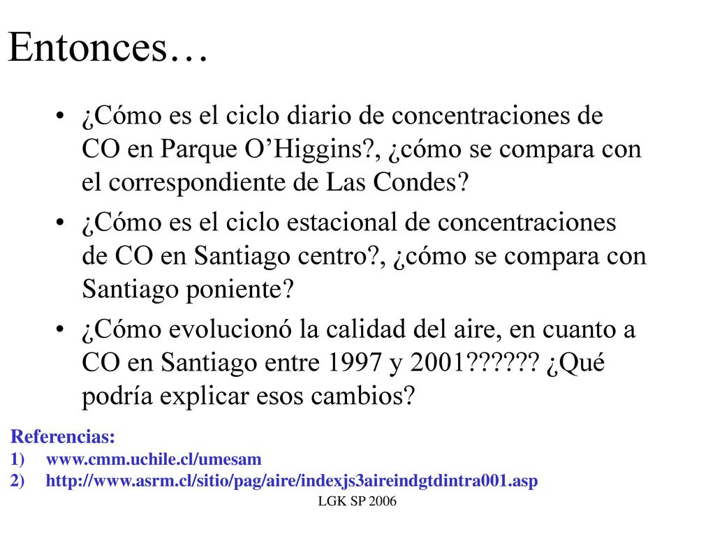 Entonces… ¿Cómo es el ciclo diario de concentraciones de CO en Parque O’Higgins , ¿cómo se compara con el correspondiente de Las Condes