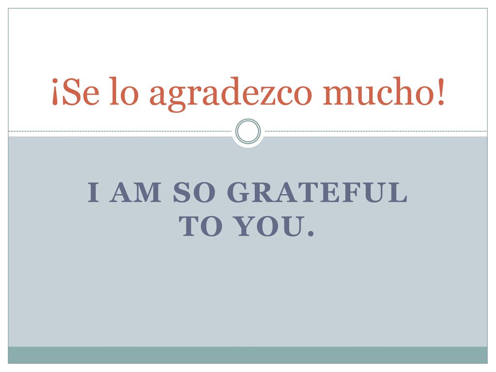 ¡Se lo agradezco mucho! I am so grateful to you.