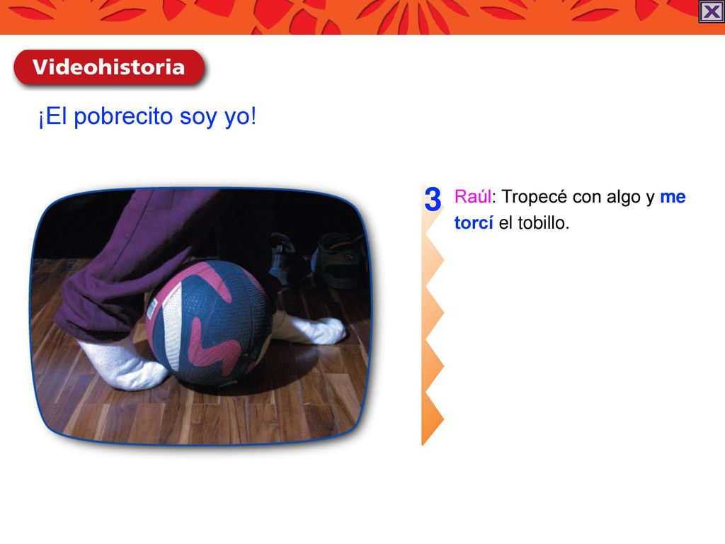 ¡El pobrecito soy yo! 3 Raúl: Tropecé con algo y me torcí el tobillo.