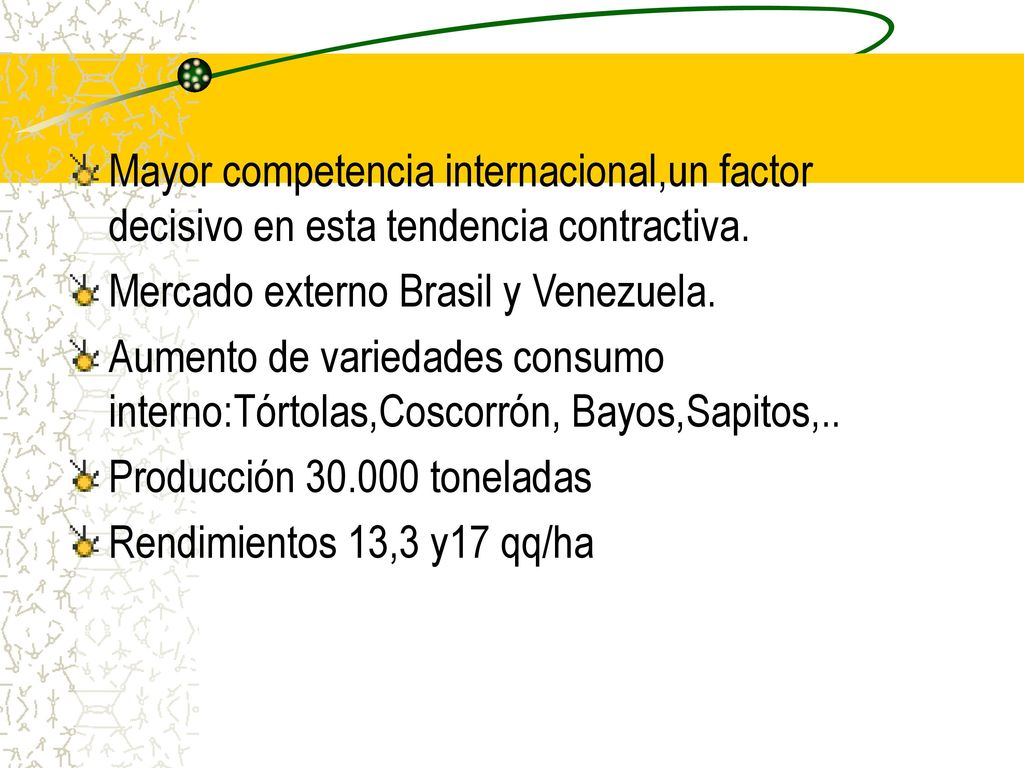 Mayor competencia internacional,un factor decisivo en esta tendencia contractiva.