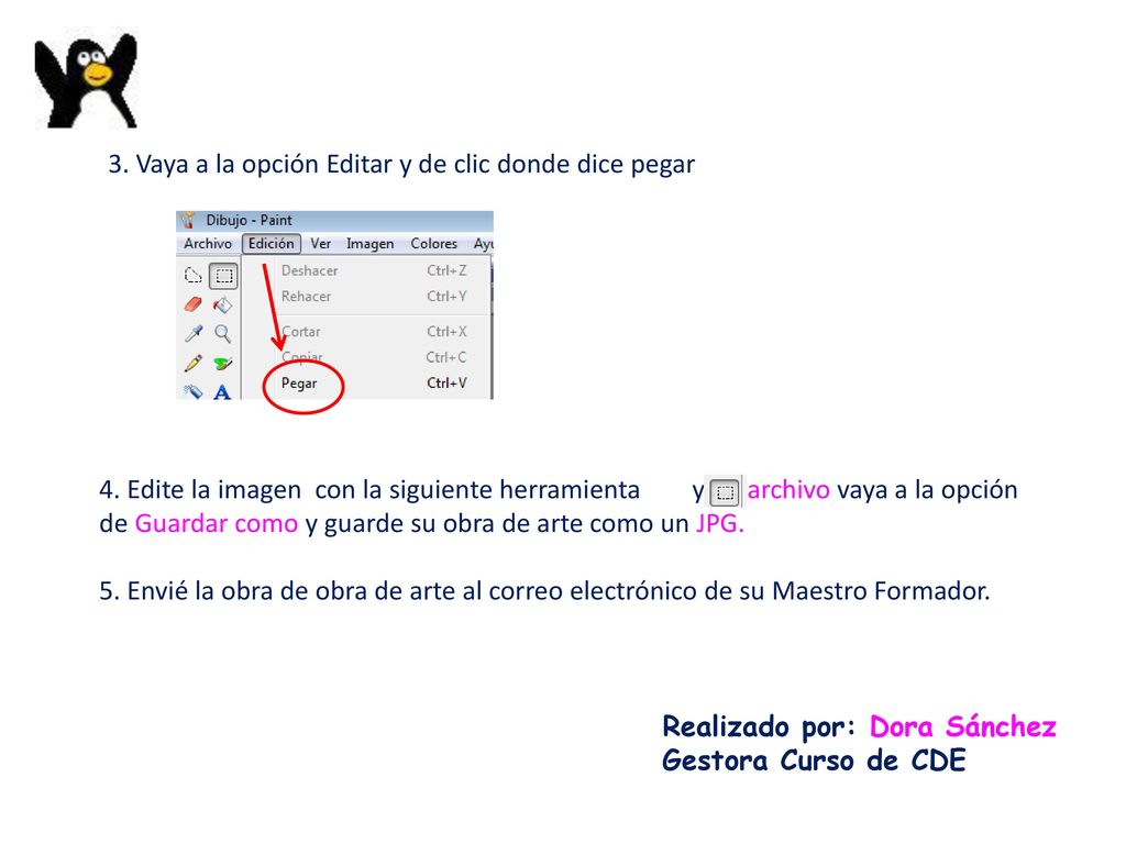3. Vaya a la opción Editar y de clic donde dice pegar