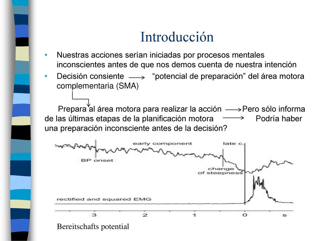 Introducción Nuestras acciones serían iniciadas por procesos mentales inconscientes antes de que nos demos cuenta de nuestra intención.