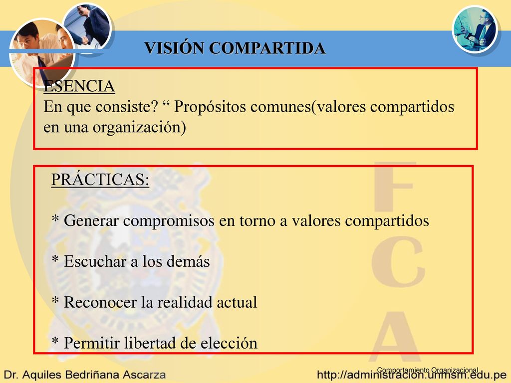 * Generar compromisos en torno a valores compartidos