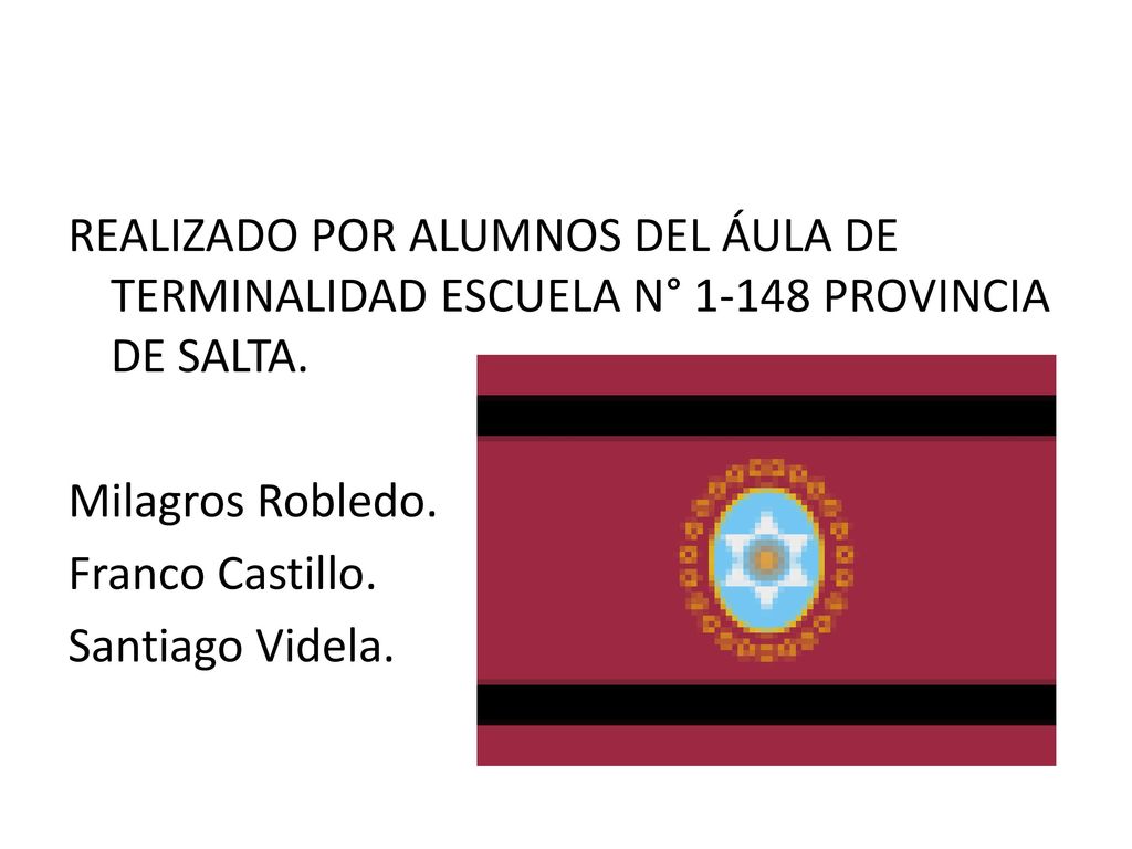 REALIZADO POR ALUMNOS DEL ÁULA DE TERMINALIDAD ESCUELA N° PROVINCIA DE SALTA.