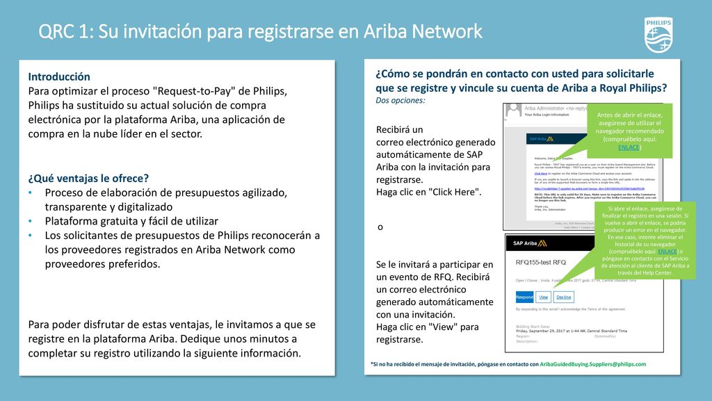 QRC 1: Su invitación para registrarse en Ariba Network