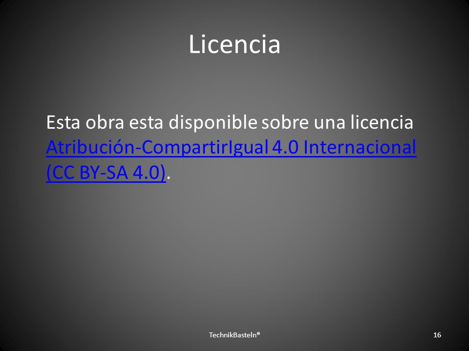 Licencia Esta obra esta disponible sobre una licencia Atribución-CompartirIgual 4.0 Internacional (CC BY-SA 4.0).
