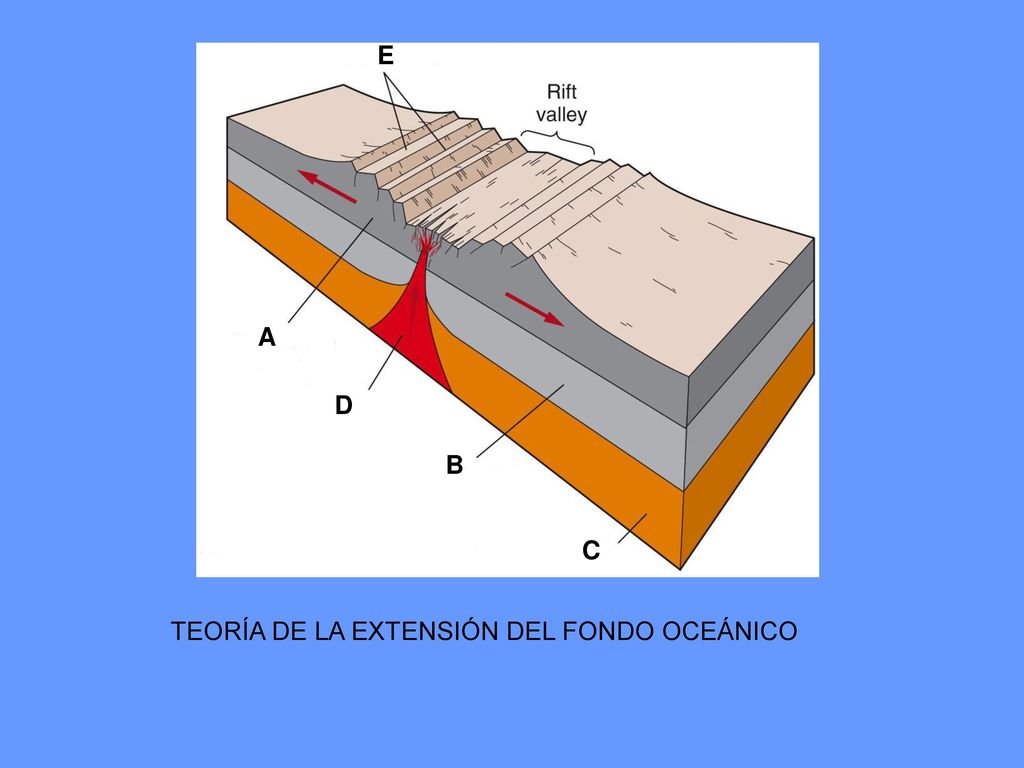 E A D B C TEORÍA DE LA EXTENSIÓN DEL FONDO OCEÁNICO