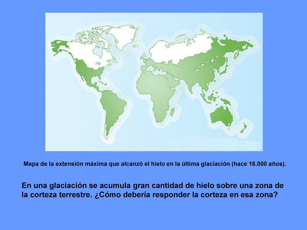 En una glaciación se acumula gran cantidad de hielo sobre una zona de