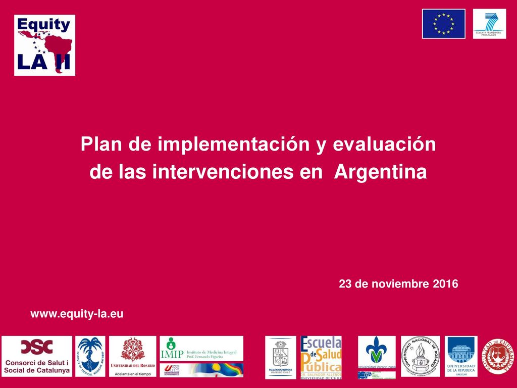 Plan de implementación y evaluación de las intervenciones en Argentina