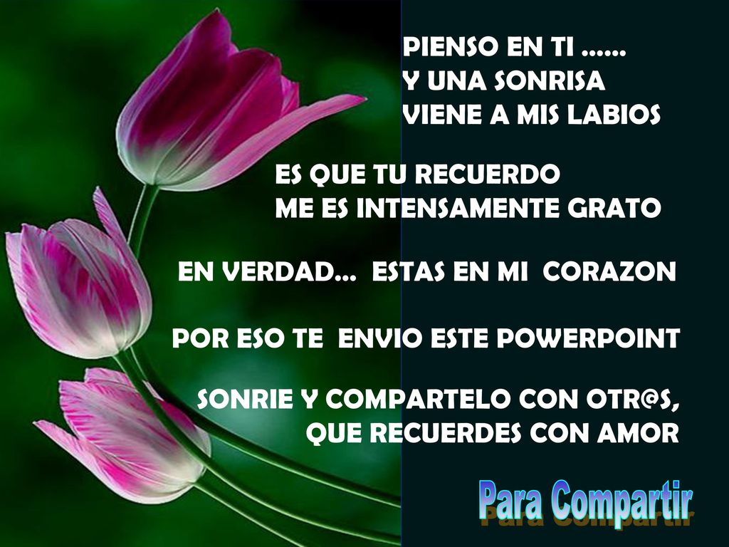 Para Compartir PIENSO EN TI …… Y UNA SONRISA VIENE A MIS LABIOS
