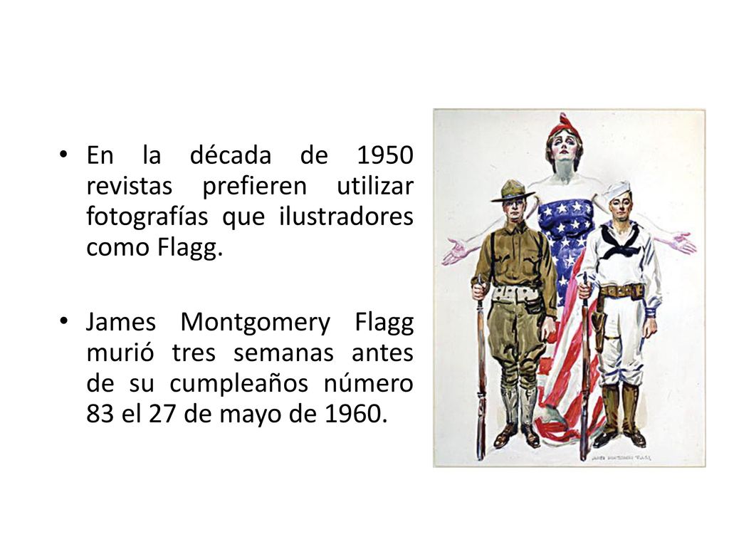 En la década de 1950 revistas prefieren utilizar fotografías que ilustradores como Flagg.