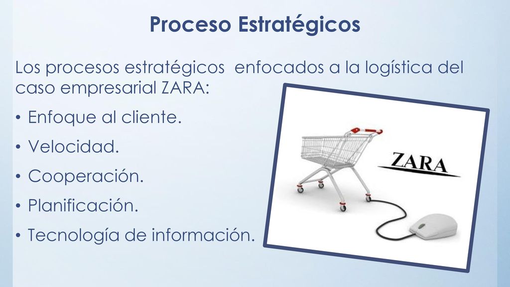 Proceso Estratégicos Los procesos estratégicos enfocados a la logística del caso empresarial ZARA: