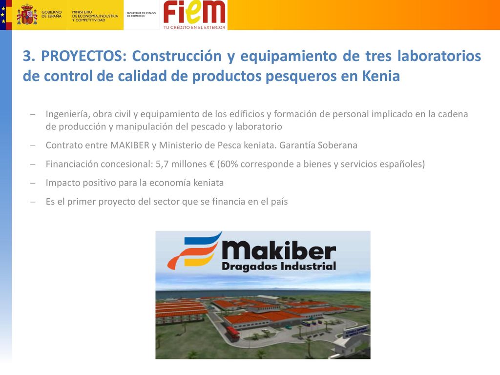 3. PROYECTOS: Construcción y equipamiento de tres laboratorios de control de calidad de productos pesqueros en Kenia