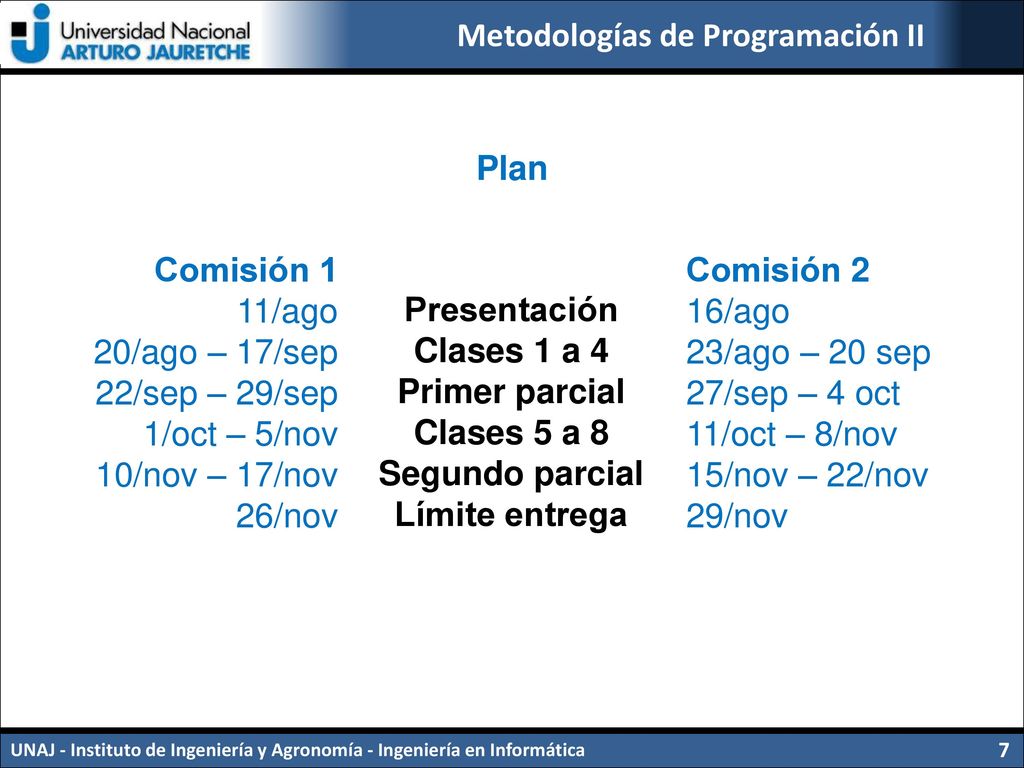 Plan Comisión 1. 11/ago. 20/ago – 17/sep. 22/sep – 29/sep. 1/oct – 5/nov. 10/nov – 17/nov. 26/nov.
