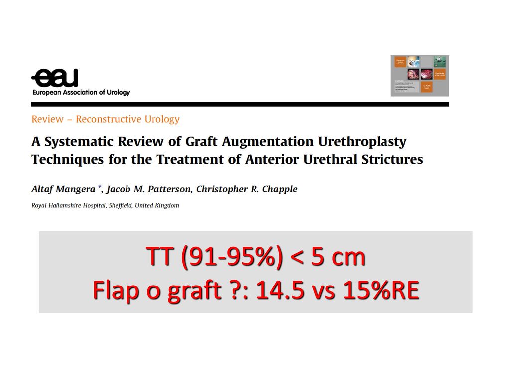TT (91-95%) < 5 cm Flap o graft : 14.5 vs 15%RE