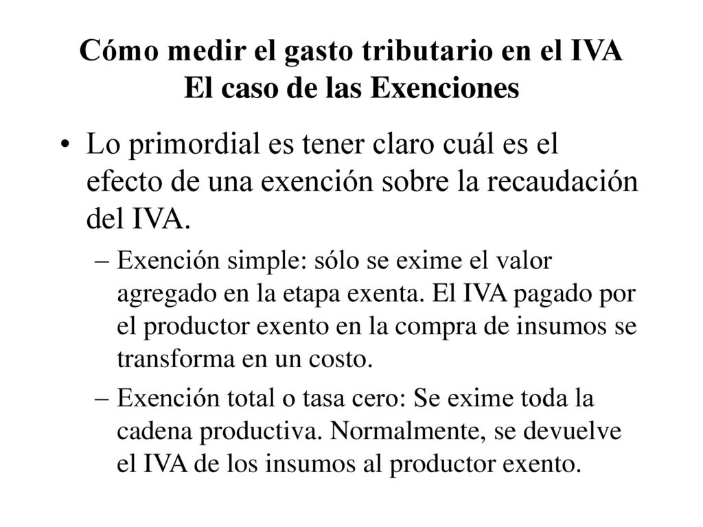 Cómo medir el gasto tributario en el IVA El caso de las Exenciones