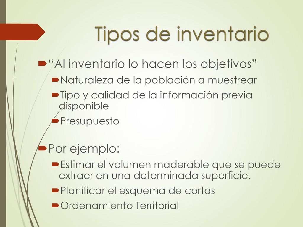 Tipos de inventario Al inventario lo hacen los objetivos