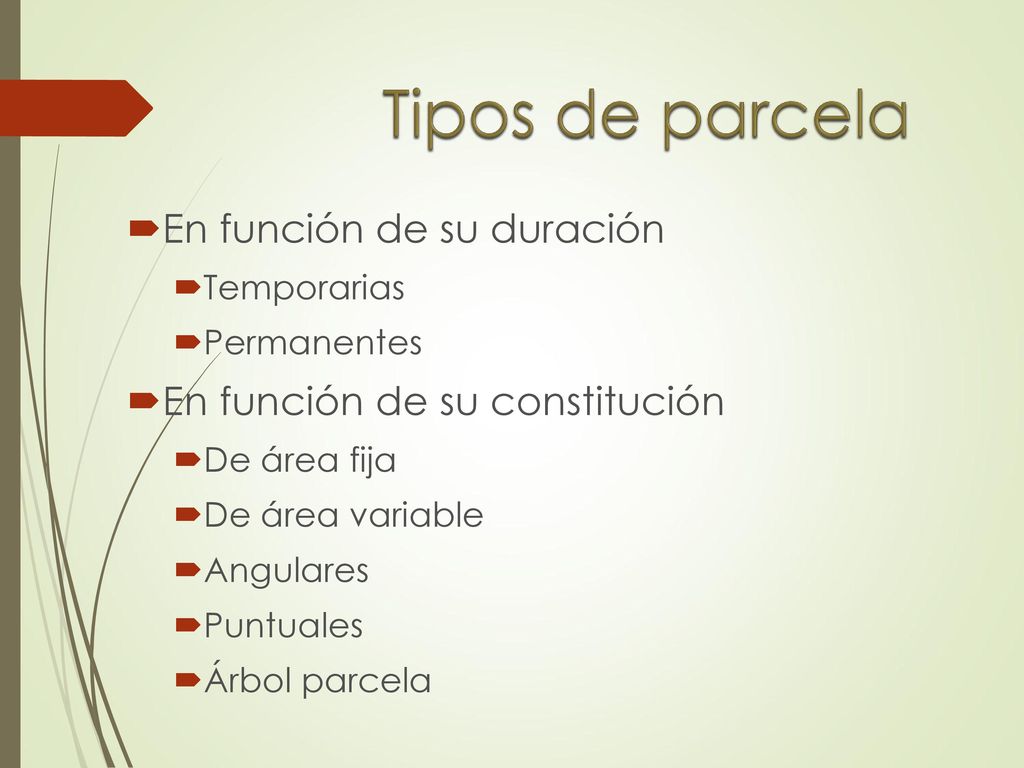 Tipos de parcela En función de su duración