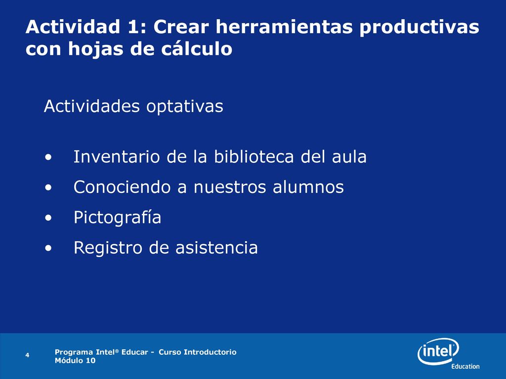 Actividad 1: Crear herramientas productivas con hojas de cálculo
