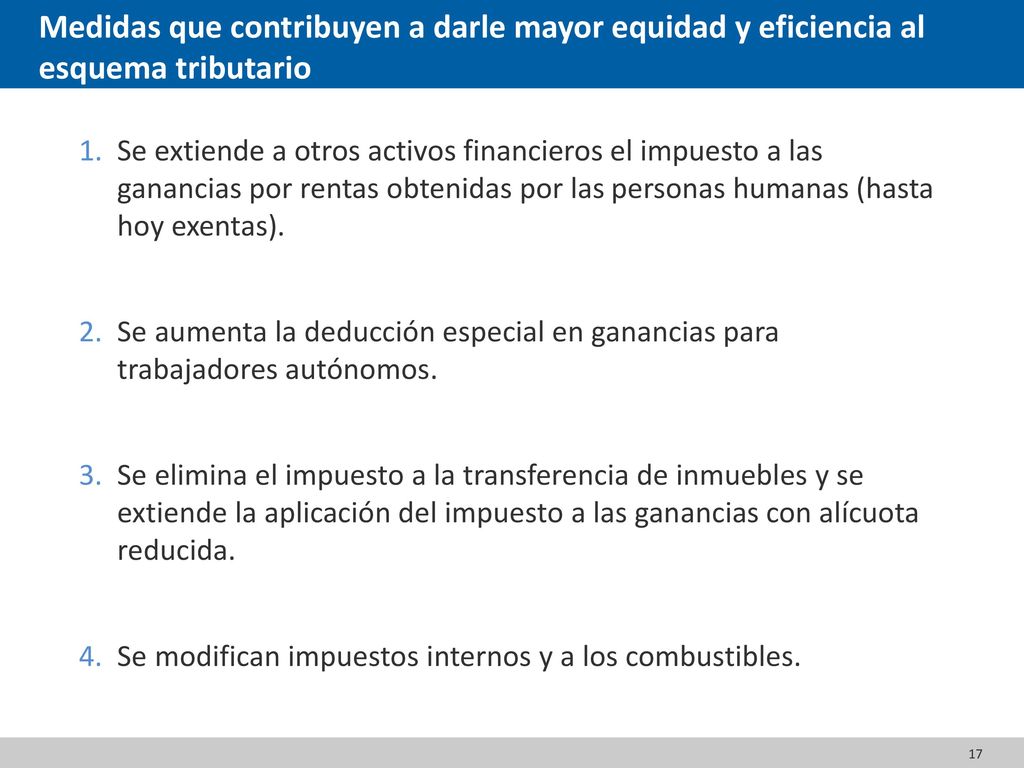 Medidas que contribuyen a darle mayor equidad y eficiencia al esquema tributario