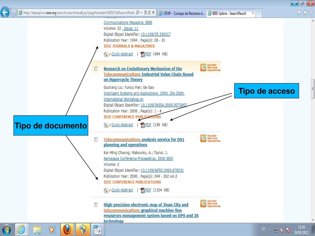 Tipo de acceso Tipo de documento