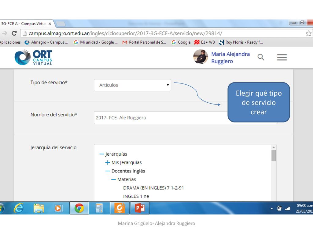 Elegir qué tipo de servicio crear